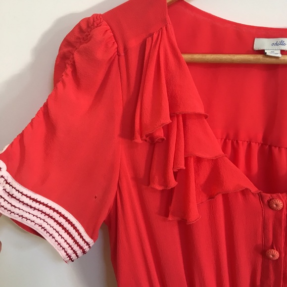 Anthropologie Odille Coral Vintage Inspired Top 10 - Picture 5 of 8